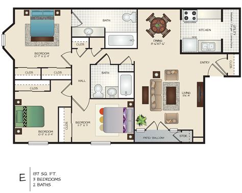 Floor Plans For A 3 Bedroom 2 Bath House - House Plans