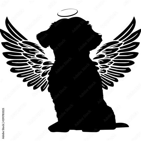 Pet Memorial, Angel Wings Shih Tzu Dog Silhouette Vector Stock Vector ...