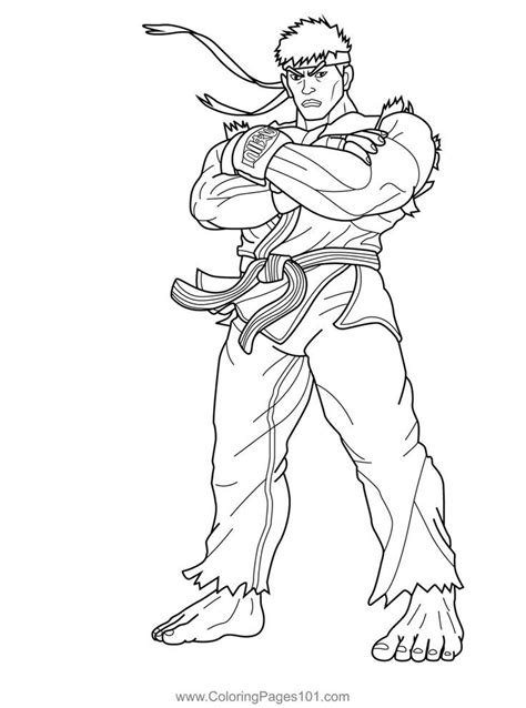 Ryu Street Fighter Coloring Page Drawing Cartoon Characters Cartoon