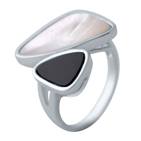 Серебряное кольцо SL с натуральным перламутром, ониксом (2041610) 17 ...