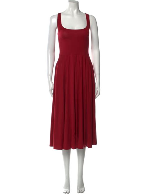 Reformation Square Neckline Midi Length Dress Red Dresses Clothing