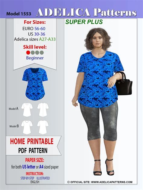 Super Plus Size Tunic Sewing Pattern Pdf By Adelica Patterns