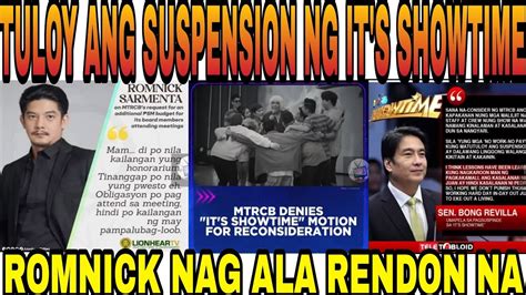 It S Showtime Tuloy Ang Suspension At Romnick Sarmenta Nag Ala Rendon