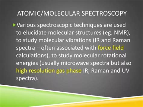 Ppt Atomicmolecular Spectroscopy Powerpoint Presentation