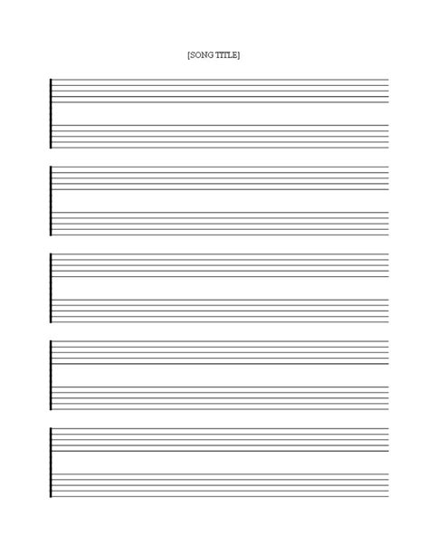 Free Printable Music Staff Sheet - 5 Double Lines