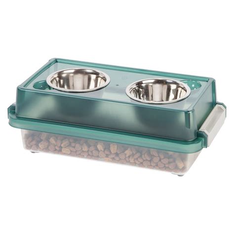 IRIS Elevated Double Diner Dog Bowls with Storage in Green Size: 6 Qt ...