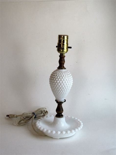 Vintage White Milk Glass Hobnail Lamp