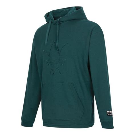 Men's adidas originals Logo Embroidered Solid Color Pullover Dark Gree - KICKS CREW