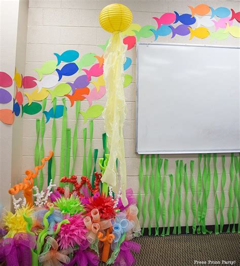 How To Make A Coral Reef Decoration By Press Print Party Ocean Theme Classroom Classroom