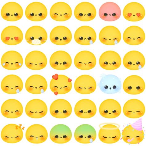 Cute Kawaii Printable Emojis Clipart Commercial Use PNG Etsy