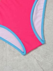 Girls Colorblock Contrast Binding Bikini Swimsuit Shein Usa