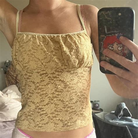 Nude Lined Lace Vest Cami Top Lined In The Front But Depop