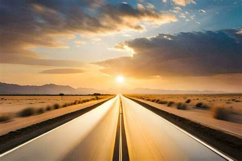 Desert Road Sunset Stock Photos, Images and Backgrounds for Free Download