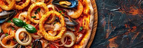 Seafood Pizza Pizza Ai Frutti Di Mare With Squid Rings Mussels And