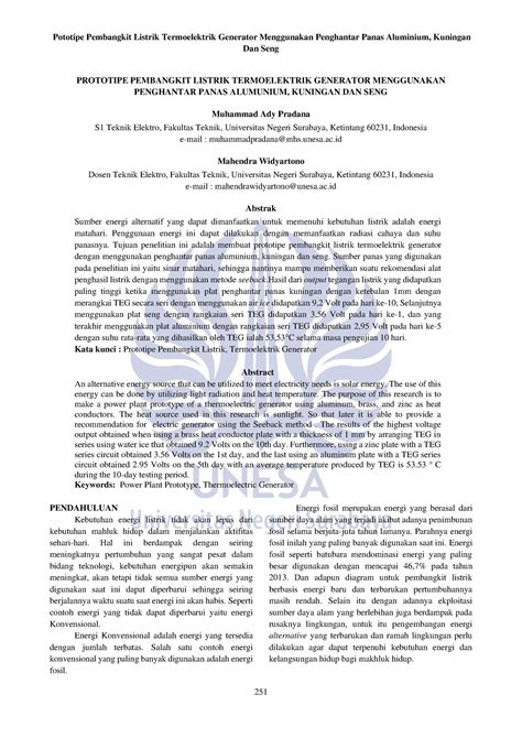 Journal Of Electrical Engineering Pototipe Pembangkit Listrik