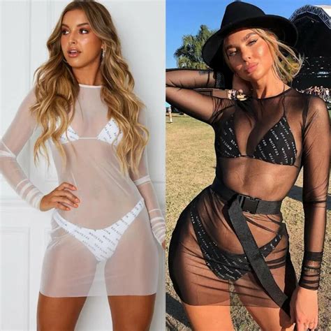 Traje De Ba O De Mujer Sexy Mesh Sheer See Through Bikini Cover Up