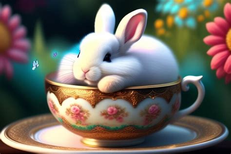 Premium AI Image | A rabbit in a tea cup