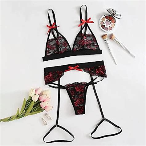 Biancheria Intima Sexy Donna Pizzo Rosa Rossa Nuova Moda Fascino Sexy