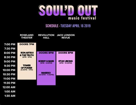 Schedule 2019 Sould Out Festival