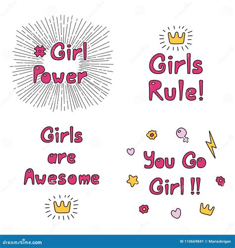 Girl Power Quotes Collection Stock Vector - Illustration of background ...