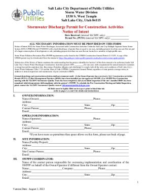 Fillable Online General Permit For Storm Water Discharges From Fax