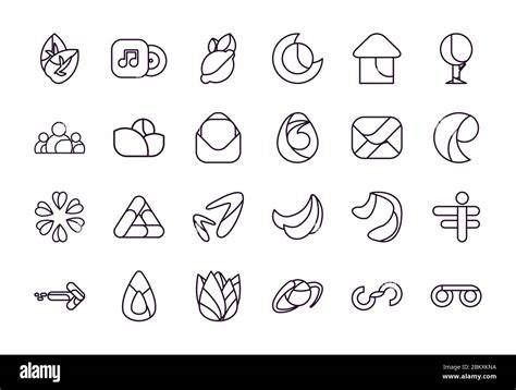 Abstract Shapes Line Style Icon Set Design Logo Brand And Corporate