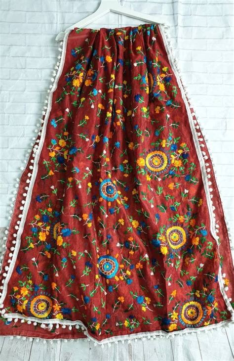 Pakistani Phulkari Dupatta Chanderi Silk Dupatta Indian Etsy Uk