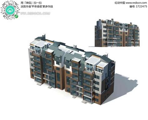 西方多层住宅楼建筑群3d模型3dmax素材免费下载红动中国