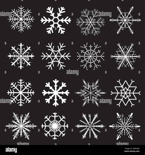 Vector Snowflakes Set On Black Stock Vector Image And Art Alamy