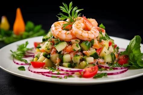 Premium AI Image | Ceviche Shrimp Salad Generative AI