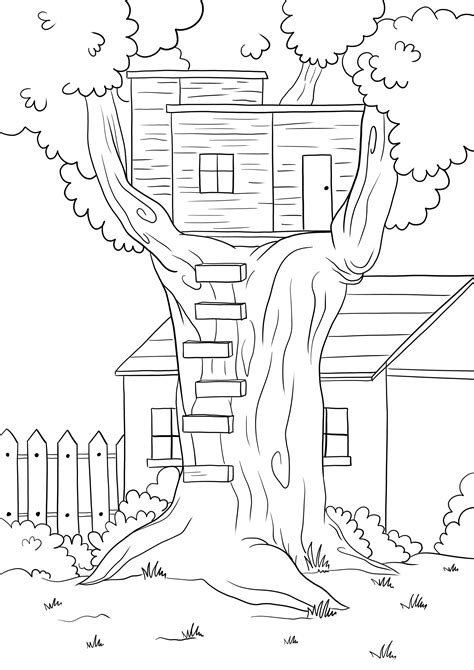 Treehouse free coloring and downloading or printing