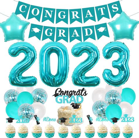 Graduation Decoration Teal Class Of 2023 Congrats Grad Banner Cake