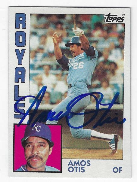 Autographed Amos Otis Kansas City Royals Topps Card Main Line