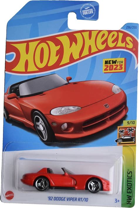 Amazon Hot Wheels 92 Dodge Viper RT 10 HW Exotics 9 10 Red 236 250 Toys Games