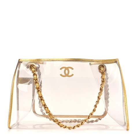 CHANEL Vinyl Naked Tote Gold 1460086 FASHIONPHILE