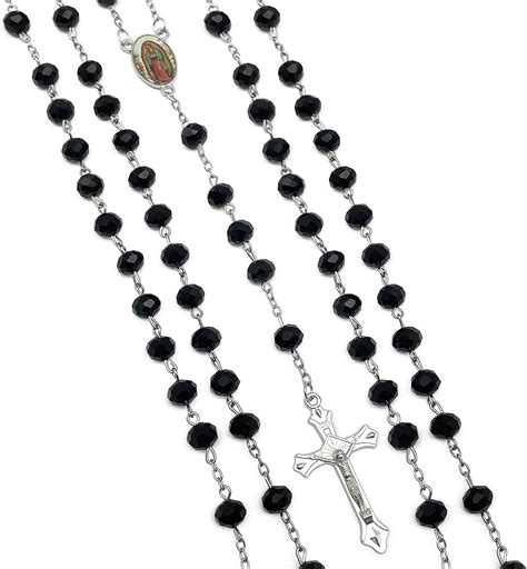 12 piezas de cuentas de cristal católico rosario crucifijo collar San