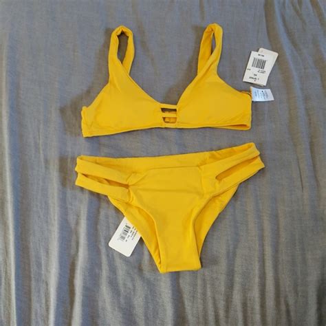 L Space Swim Lspace Monroe Top Estella Bottom Bikini Yellow Swim Swimsuit Sunshine Gold