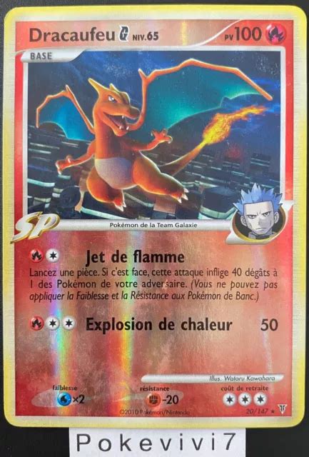 CARTE POKEMON DRACAUFEU 20 147 RARE REVERSE Platine FR OCCASION EUR 39