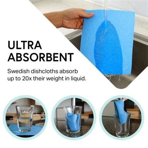 Swedish Dishcloths For Kitchen Pack Reusable Paper Towels Washable