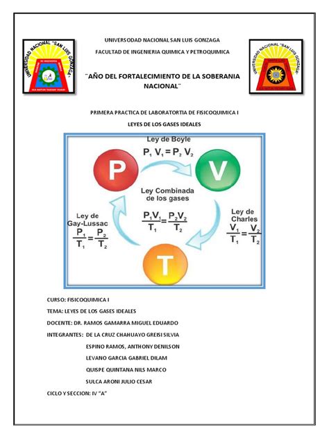 I Practica De Laboratorio Ley De Gases Ideales Descargar Gratis Pdf