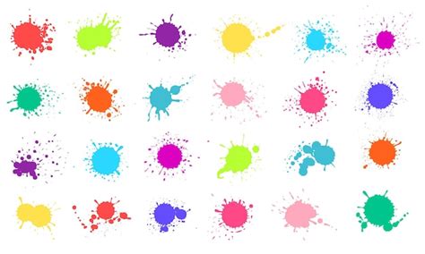 Respingos de tinta conjunto de vetores de tintas líquidas coloridas