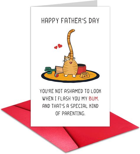 Huokiriki Funny Fathers Day Card For Cat Dad Cute Father