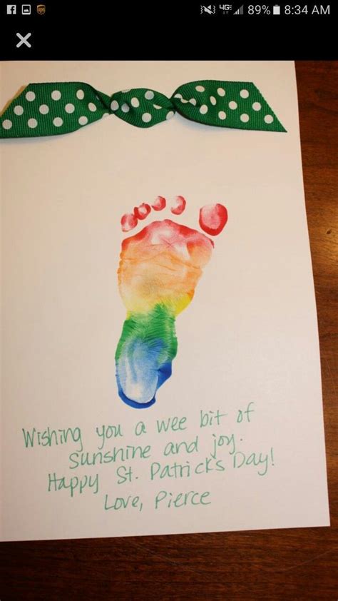 Footprint Rainbow Greeting St Patricks Day Crafts For Kids St