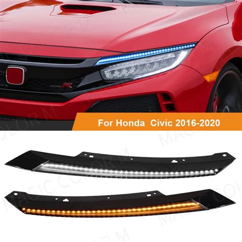 DRL For Honda Civic 2016 2017 2018 2019 2020 LED Headlight Eyebrow