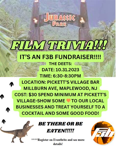 Jurassic Park Film Trivia Night — SOMAPSO: Life in Maplewood and South ...