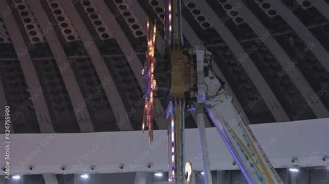 high speed rotation ride  fun fair  big exhibition hall stock