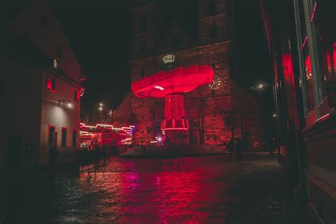 HD wallpaper: red lighted building at night, night life, human, person ...