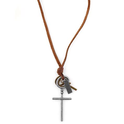 Large Cross Leather Necklace | In stock! | Collin Rowe