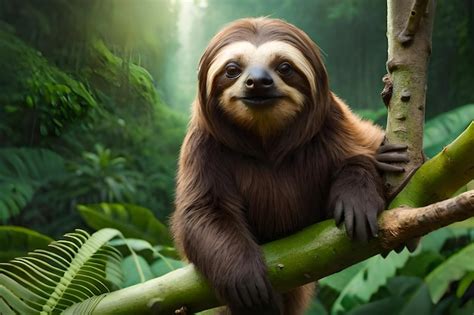 Premium Photo | A sloth on a branch in the jungle