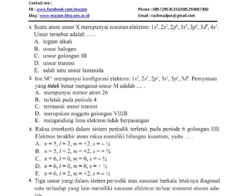 Contoh Soal Uts Kimia Kelas 11 Semester 2 Dan Pembahasannya Psittacula7